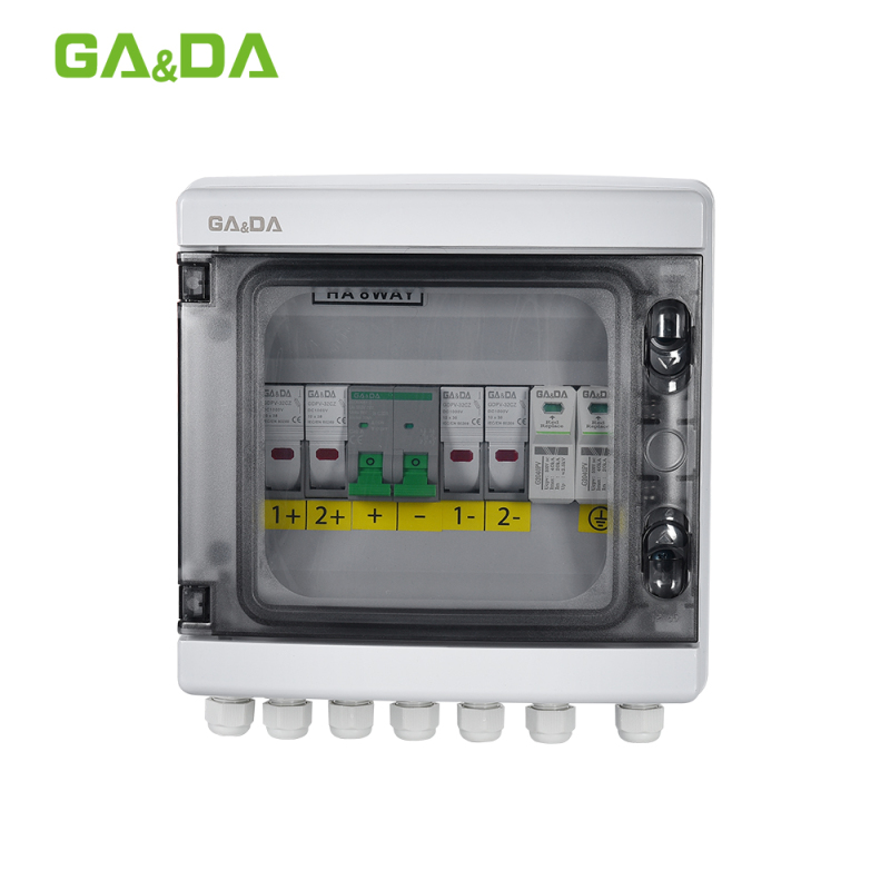 GDS-PV2/1 IP65 2 IN 1 OUT 2 Strings Ways 15A 1000V Solar control box PV Array Power DC Combiner Box