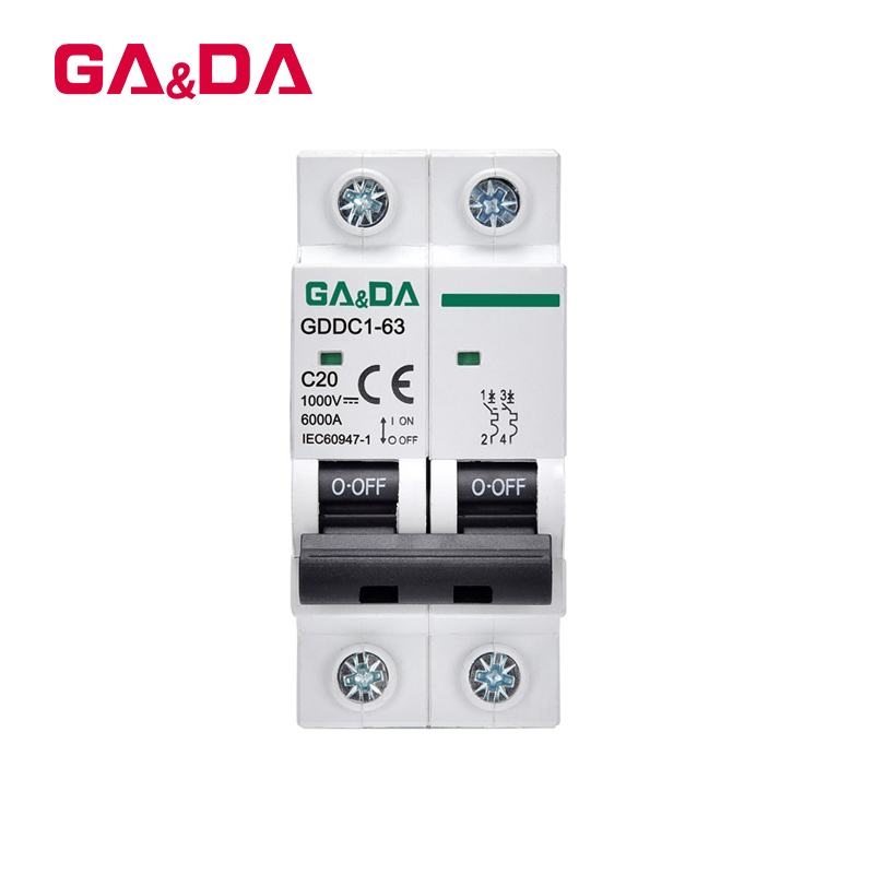 2P 1000v  4.5/6KA 20A Mini  MCB    with CE Approved