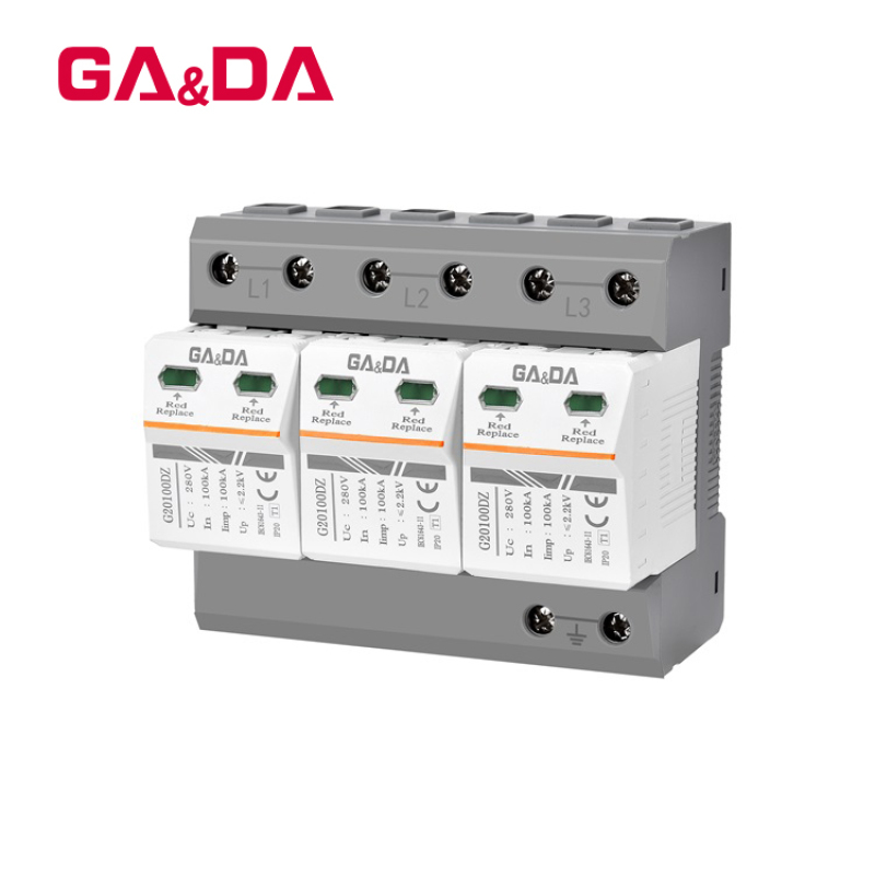 Surge Arrester Protector SPD 280V 3P 100KA AC Solar Surge Protective Device