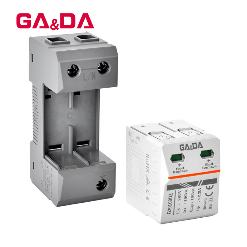 280V Lightning Strikes Surge Arrester 1P 100KA Solar Photovoltaic Surge Protector Device AC SPD