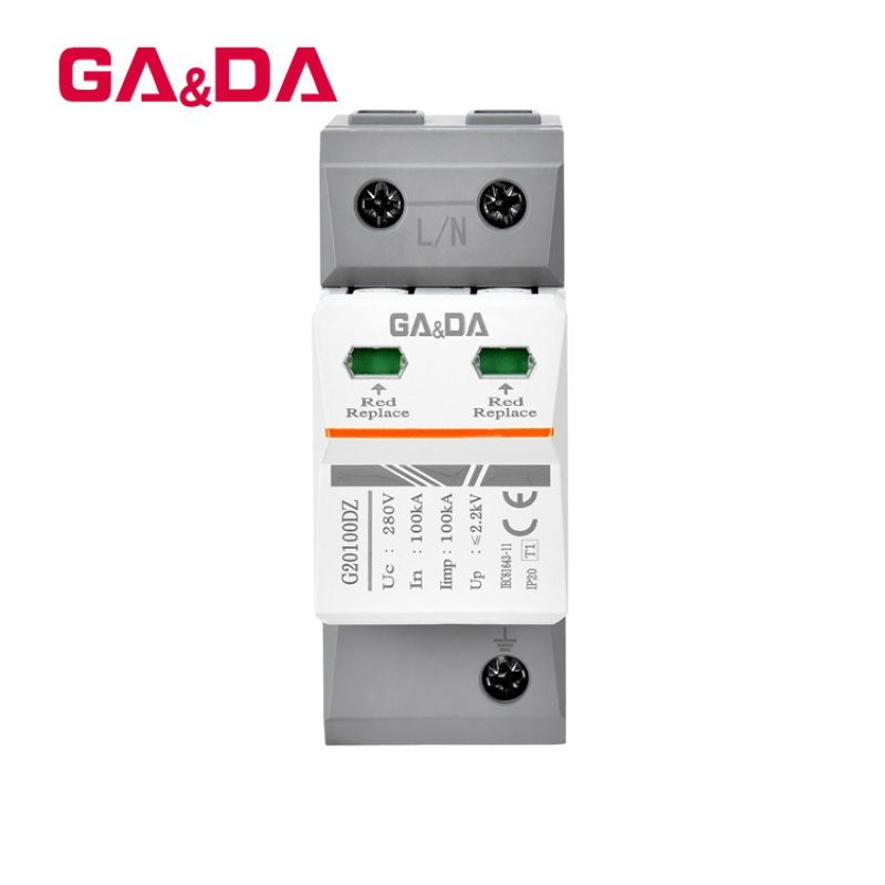 280V Lightning Strikes Surge Arrester 1P 100KA Solar Photovoltaic Surge Protector Device AC SPD