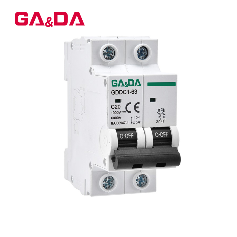 2P 1000v  4.5/6KA 20A Mini  MCB    with CE Approved