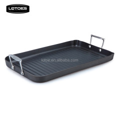 Non -stick hard anodized double side griddle and grill