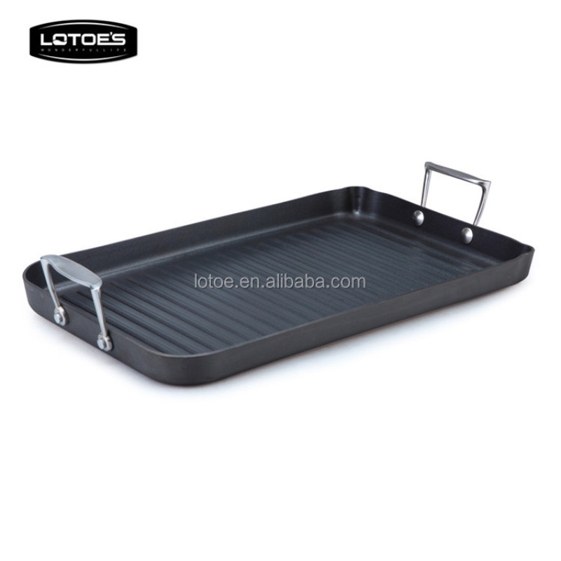 Non -stick hard anodized double side griddle and grill