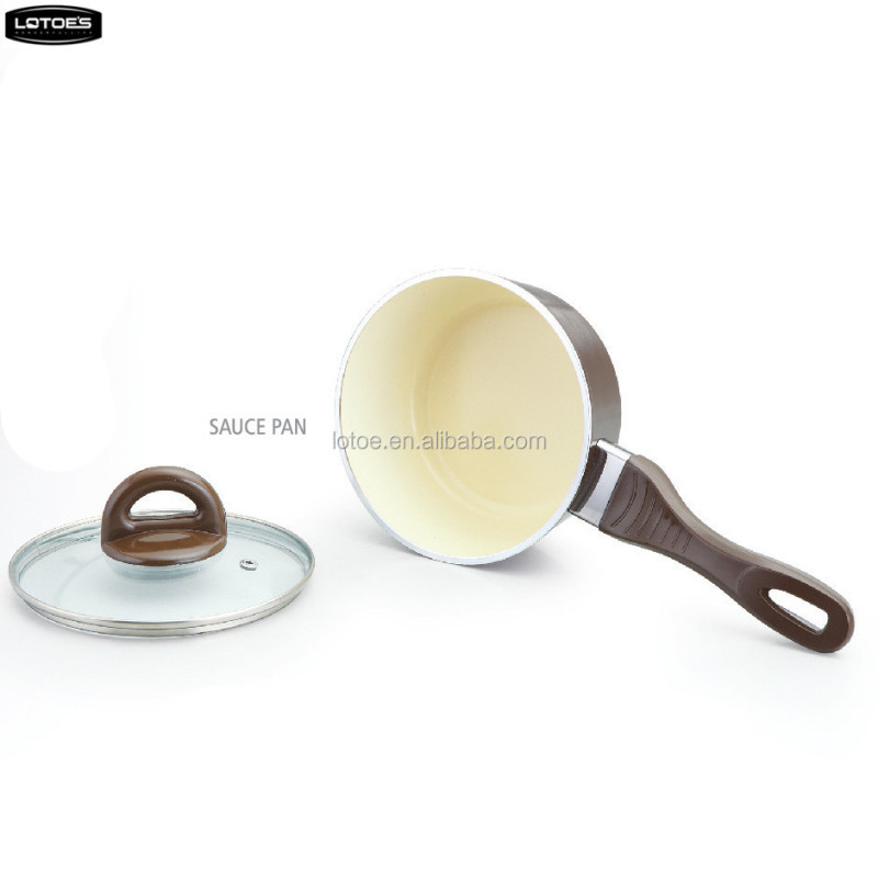 Wuyi LOTOE ceramic coating aluminium forged household sauce pot milk pot with soft touch handle
