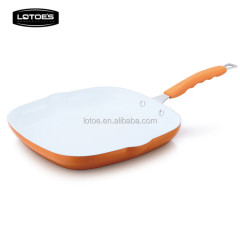 white ceramic coating 28*28 square BBQ grill pan with two lips