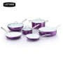Lotoe's colorful 9pcs easy kitchen cookware aluminum ceramic cookware set