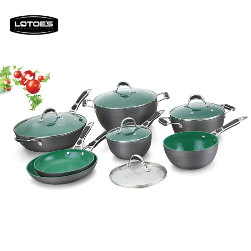 New design ceramic cookware kitchen/hard anodized deep fry pan restaurant cookware