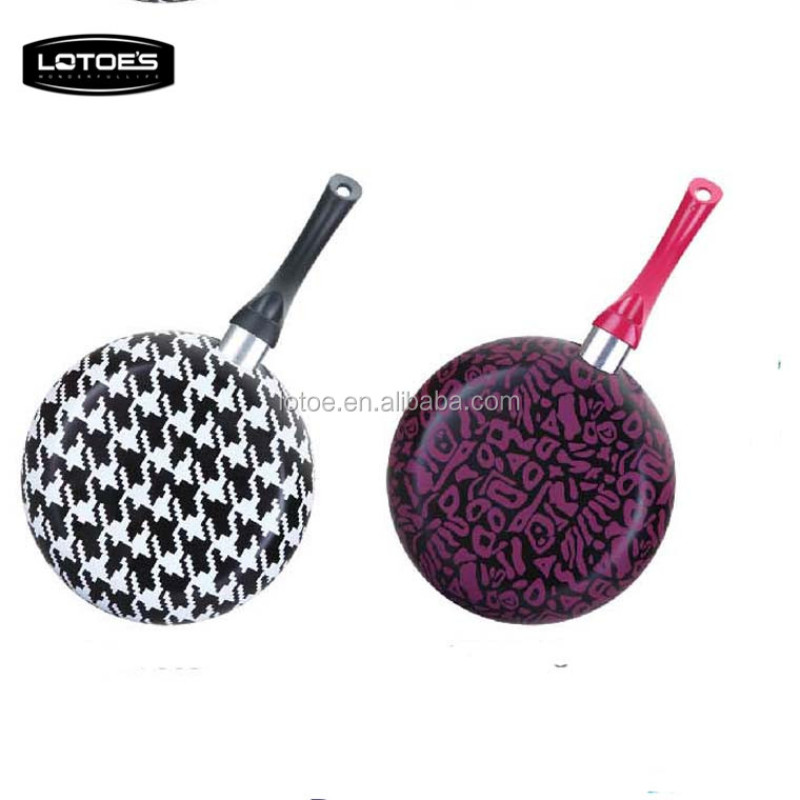 Aluminum non-stick pans with colorful silk printing design
