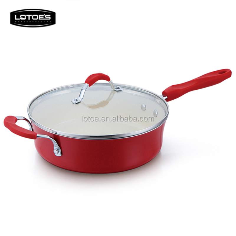 Lotoe's colorful aluminum non-stick cookware deep fry pan copper pan