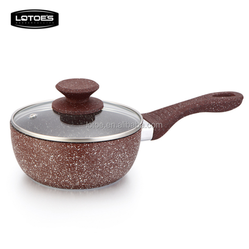 Stone marble coating interior forged cookware sauce pan