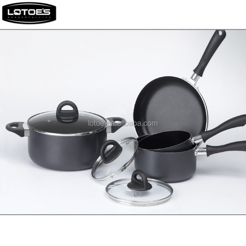 ZHEJIANG LOTOE pressed aluminium non stick cookware set with double handle