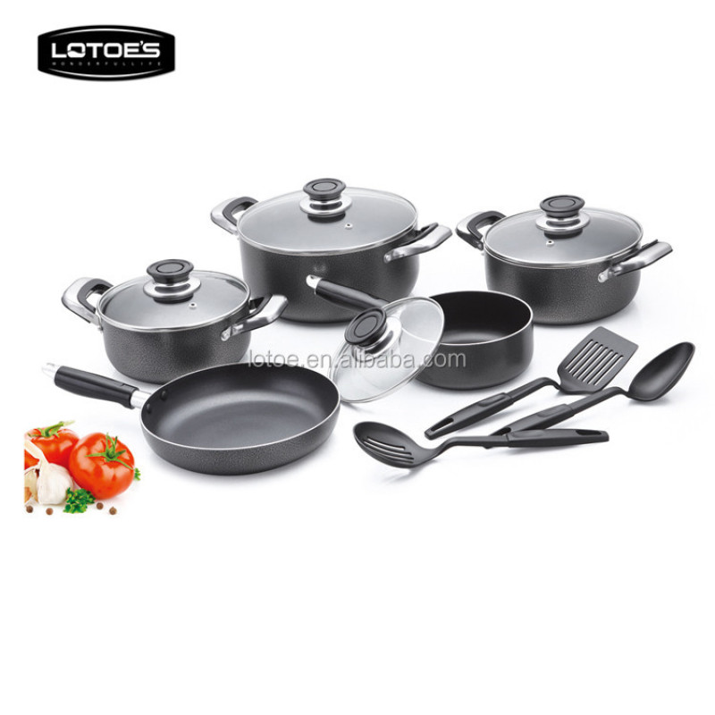 Lotoe's colorful 9pcs easy kitchen cookware aluminum ceramic cookware set