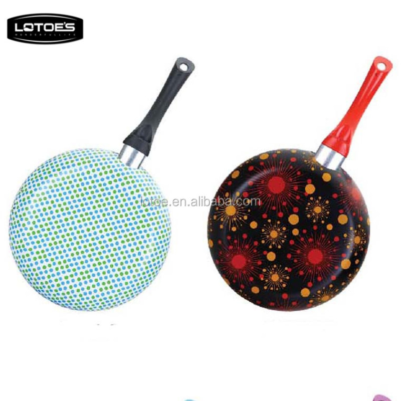 Aluminum non-stick pans with colorful silk printing design