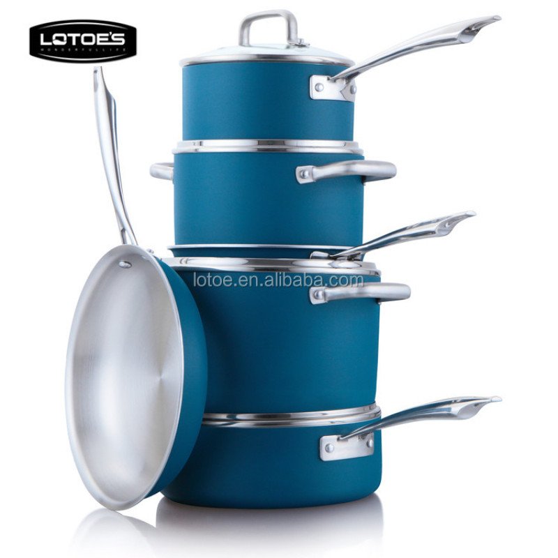High quality aluminum plus stainless steel cookware set