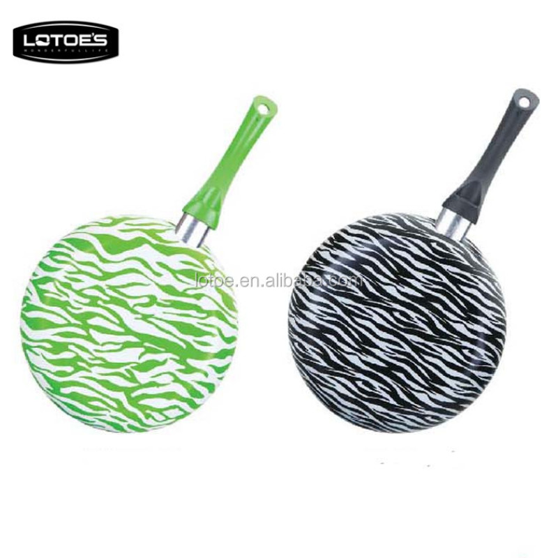 2018 LOTOE'S Aluminum Non-stick Colorful Silk Printing Coating Cooking Pan Cookware