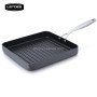 square non stick aluminium BBQ grill pan BBQ frying pan with cast SS handle and ridges