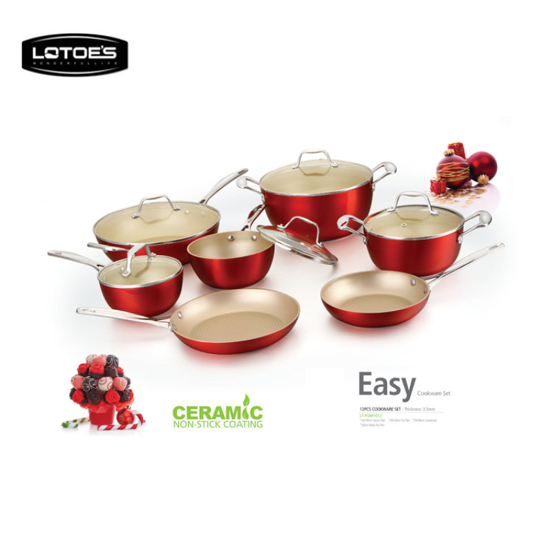 Ceramic coating with special deep fry pan/Bottom have some embossment deep fry pan/Heated evenly deep fry pan