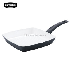 Pressed aluminum ceramic non-stick steak square cookware grill pan with bakelite handle