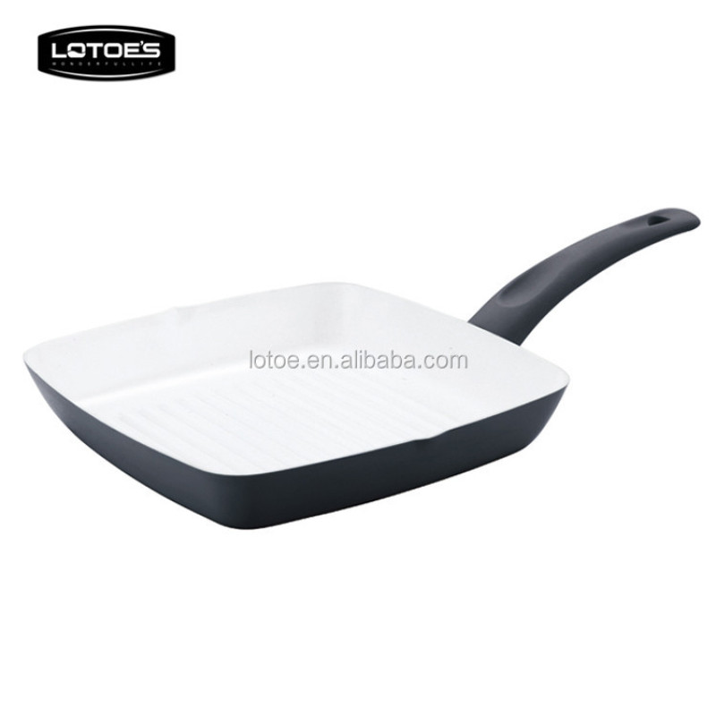 Pressed aluminum ceramic non-stick steak square cookware grill pan with bakelite handle