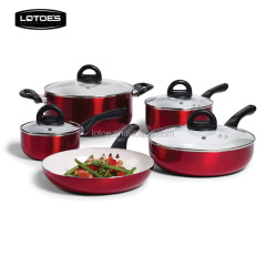 Pressed aluminum metallic coated teflon non-stick big casserole with induction bottom