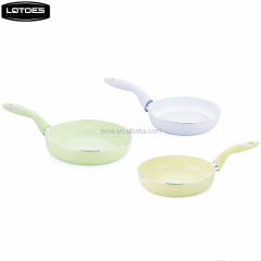 Colorful ceramic coating interior heat resistant paint exterior fry pan with colorful handle