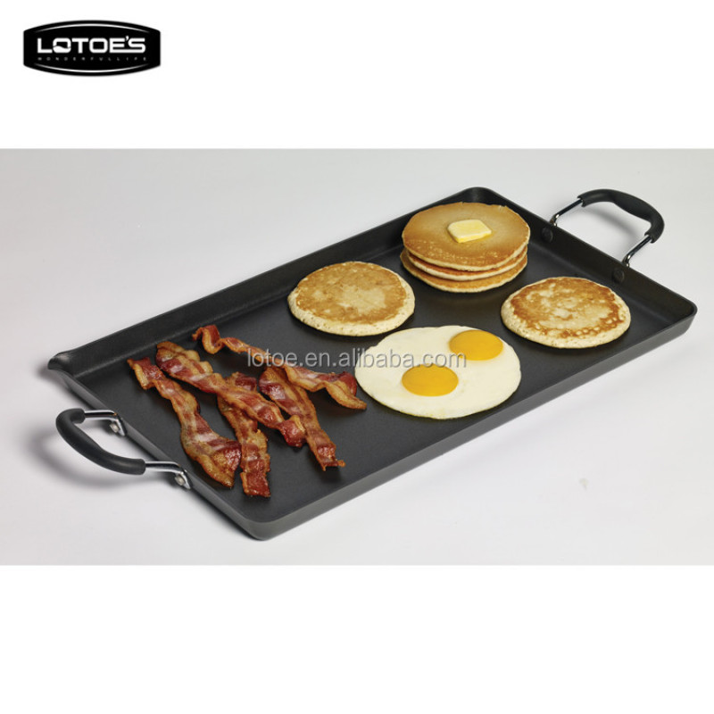 Non -stick hard anodized double side griddle and grill
