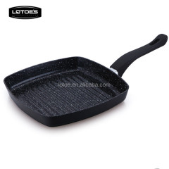 Pressed aluminum ceramic non-stick steak square cookware grill pan with bakelite handle