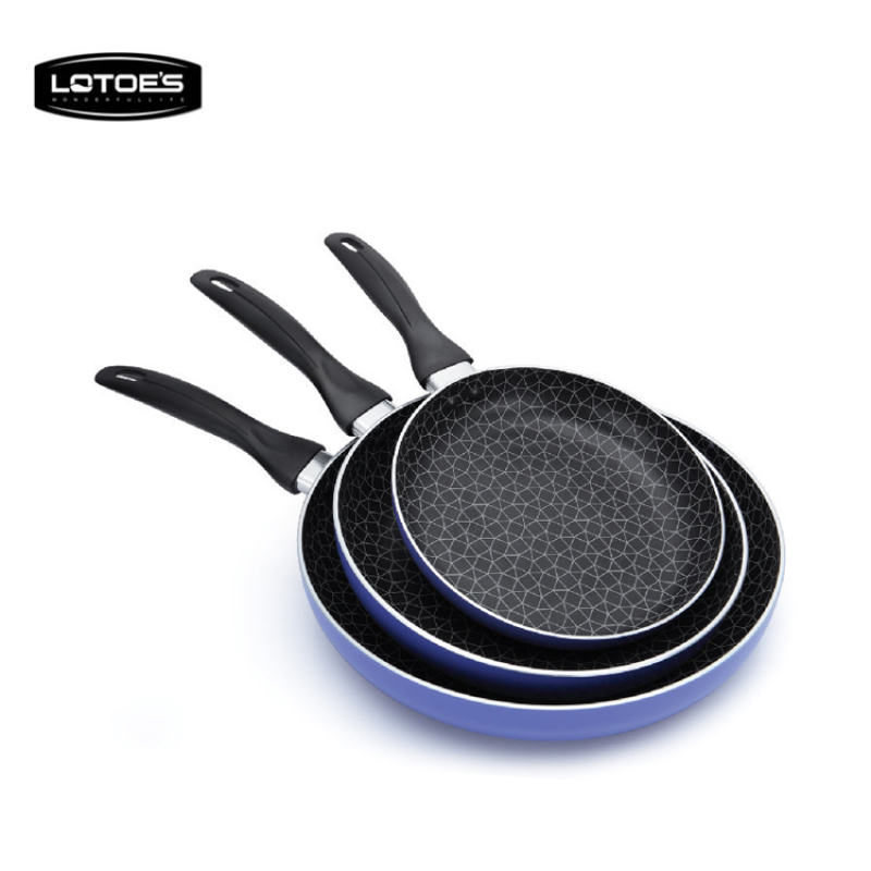 Silk-Screen fry pan/Inner Coating Silk Screen Honey Comb Press Aluminum Cookware