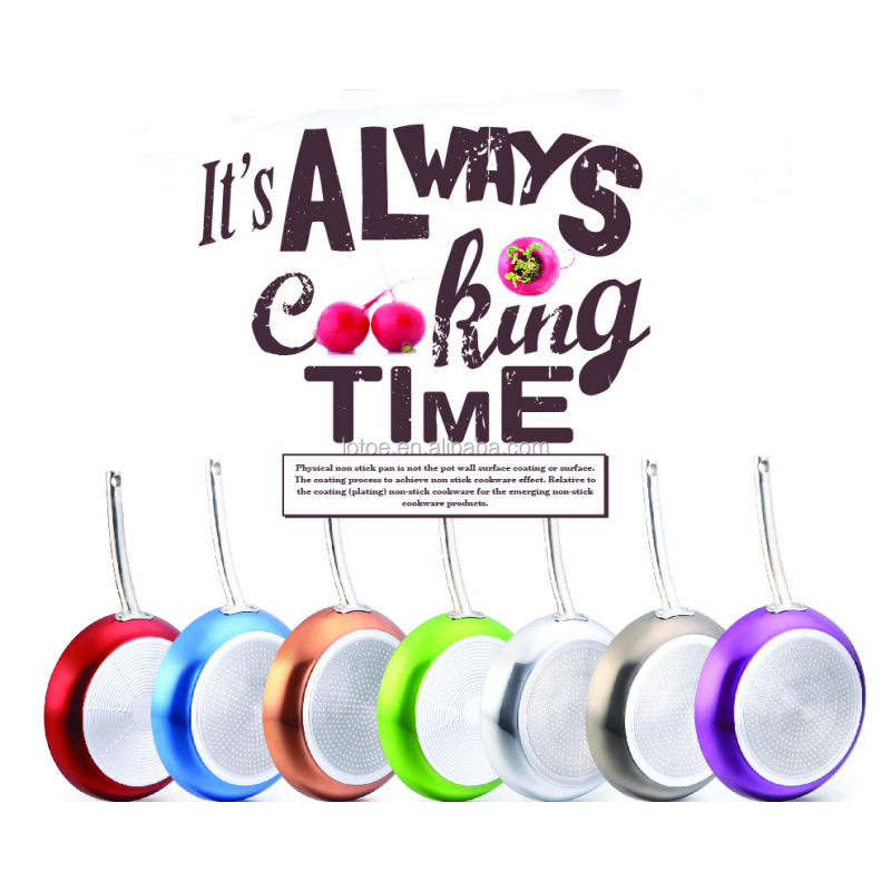 shiny metallic coating nonstick aluminium frying pan