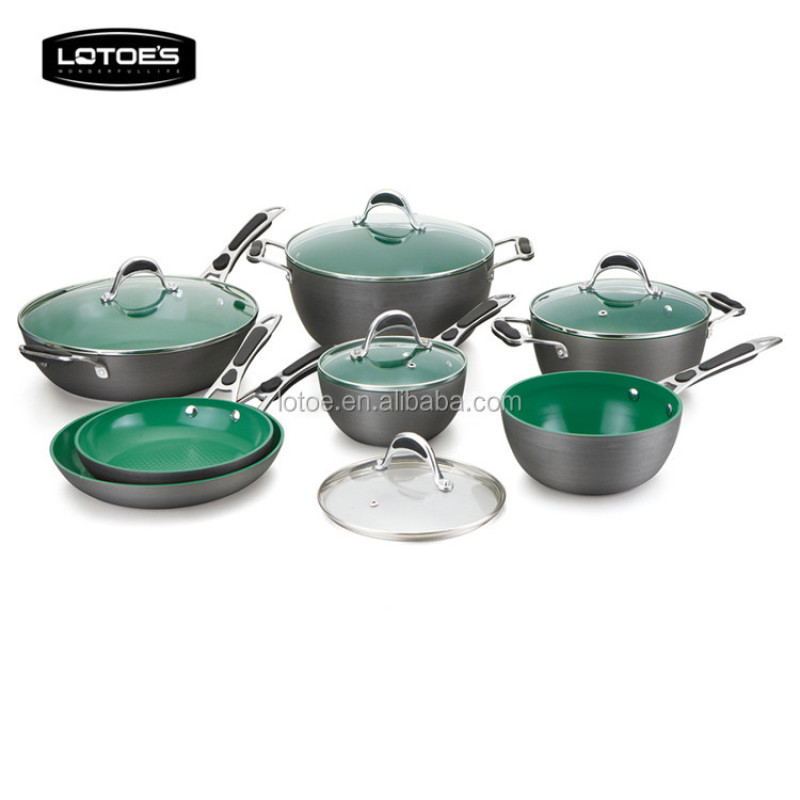 Lotoe's colorful 9pcs easy kitchen cookware aluminum ceramic cookware set
