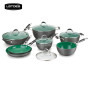 Lotoe's colorful 9pcs easy kitchen cookware aluminum ceramic cookware set