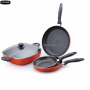 Wuyi LOTOE 5pcs pressed honeycomb non stick aluminium household cookware set with bakelite handle