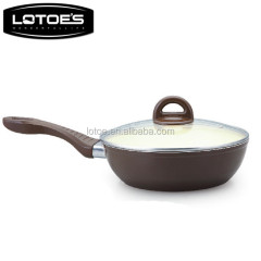Wuyi LOTOE ceramic coating aluminium forged household deep fry pan with lid