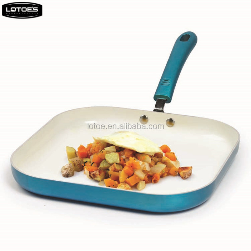 square non-stick white ceramic aluminium grill pan