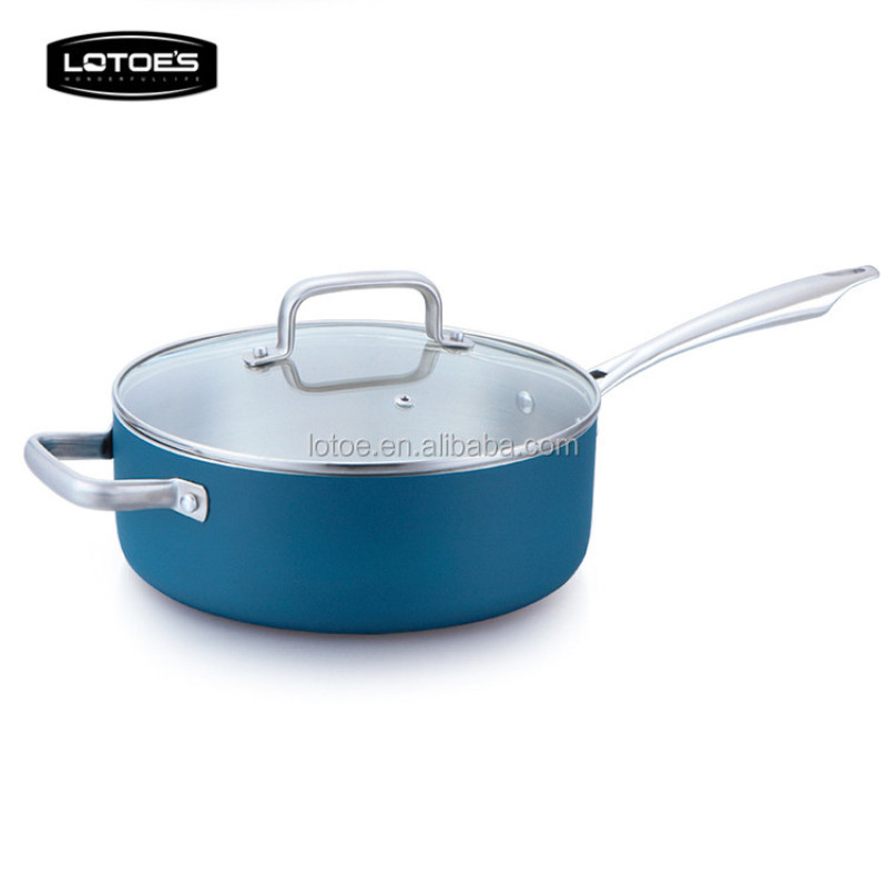 new designed aluminium plus stainless steel casserole cooking pot saute pan