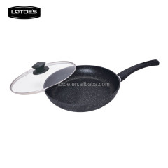 Stone coating 28cm forged fry pan with glass lid