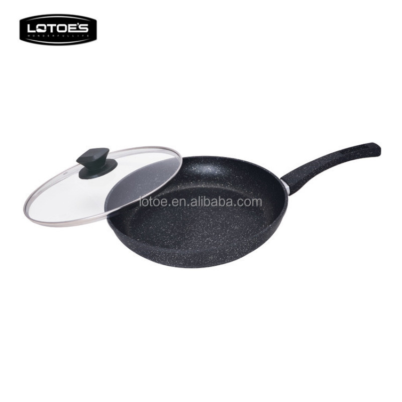 Stone coating 28cm forged fry pan with glass lid