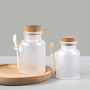ABS Bath Salt Bottle 300g 500g Cosmetic Cream Frosted Plastic Bottles Cork Lid Bottle with Woodon Spoon