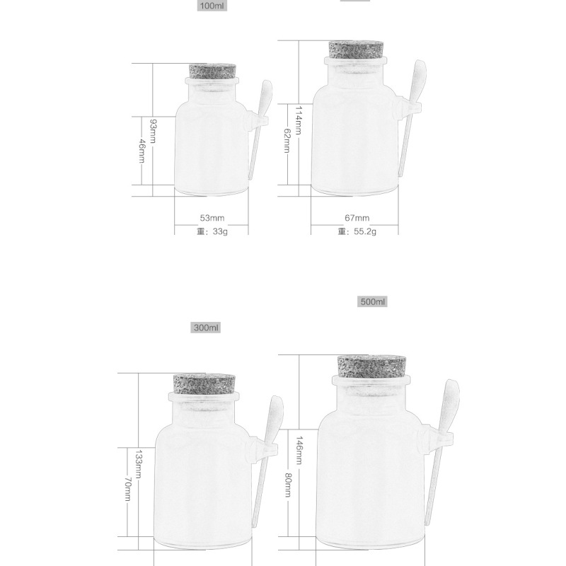 ABS Bath Salt Bottle 300g 500g Cosmetic Cream Frosted Plastic Bottles Cork Lid Bottle with Woodon Spoon