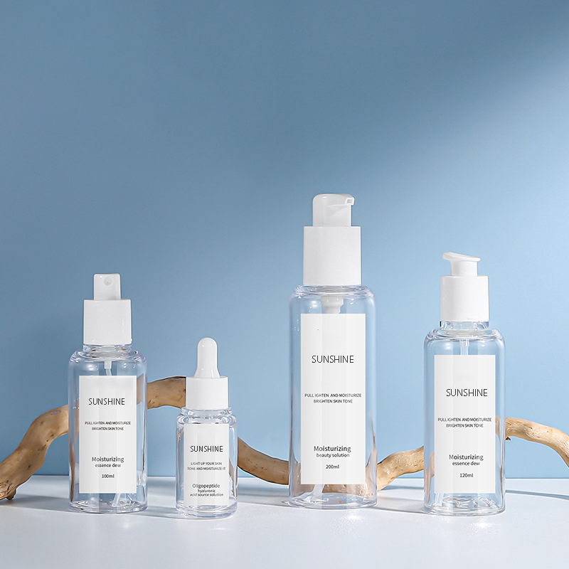 Stock 30ml Serum Dropper Bottle 100ml-200ml Press Lotion Spray Transparent Thick Wall PET Split Bottle