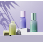 Ready Stock 50ml Slant Shoulder PET Plastic Bottle Amber Green Refillable Toner Lotion Container with Inner Plug