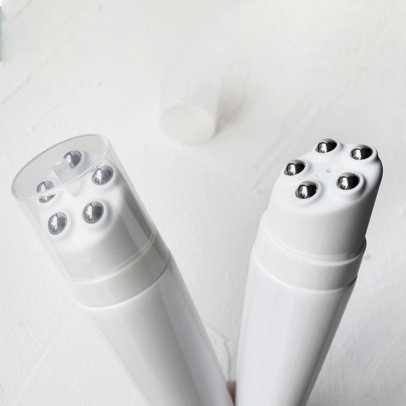 Glossy White 50ml/100ml Empty Five Ball Massage Tube Screw Cap Roll-on Bottle for Body Cream Cosmetic Packaging