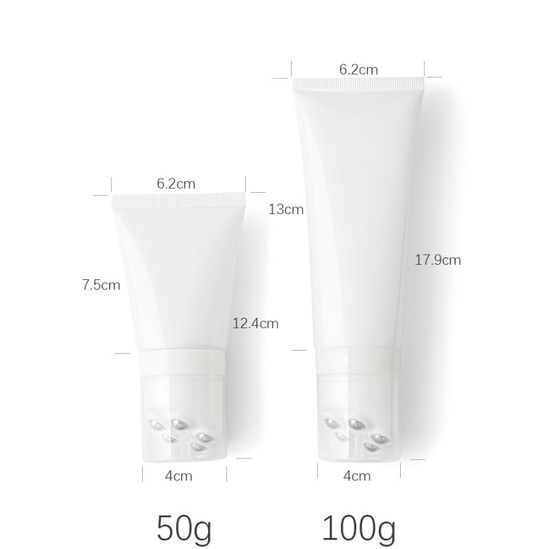 Glossy White 50ml/100ml Empty Five Ball Massage Tube Screw Cap Roll-on Bottle for Body Cream Cosmetic Packaging