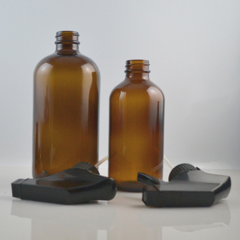 Best Seller 500ml Amber Glass Trigger Spray Bottle with Black Pump Sprayer for Cleaning Products and Aromatherapy