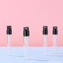 Low MOQ clear 1.8ml 2.5ml Pump Spray Bottle with Black Lid Perfume Glass Bottle Spray Mini Spray Bottles
