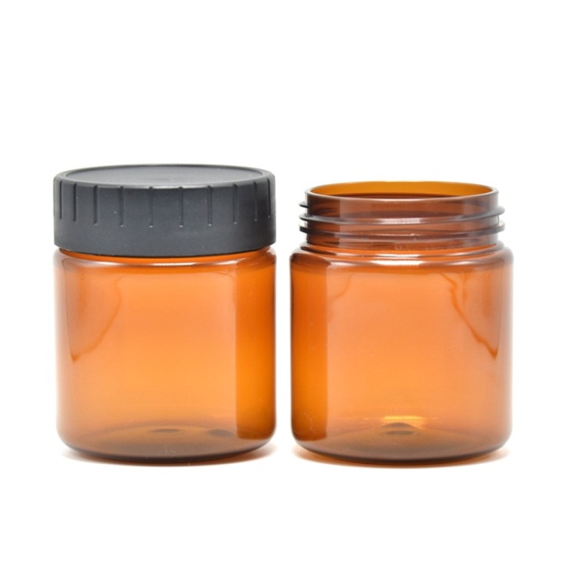 High Quality Cheap Price 4oz 120g Amber Pet Jar with Black Screw Lid