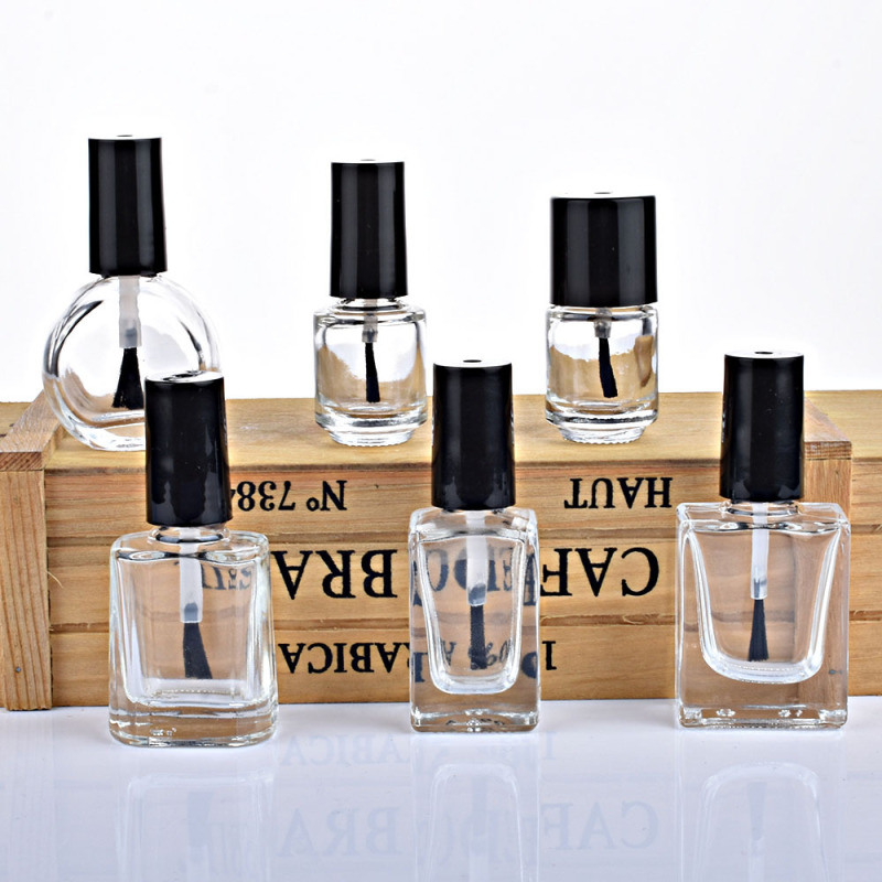 New Design 15ml Clear Glass Nail Polish Bottle with Crown Cap Square Shape for Skin Care Cream and Gel Nail Polish