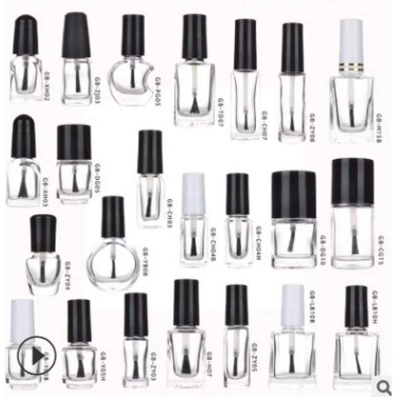 New Design 15ml Clear Glass Nail Polish Bottle with Crown Cap Square Shape for Skin Care Cream and Gel Nail Polish