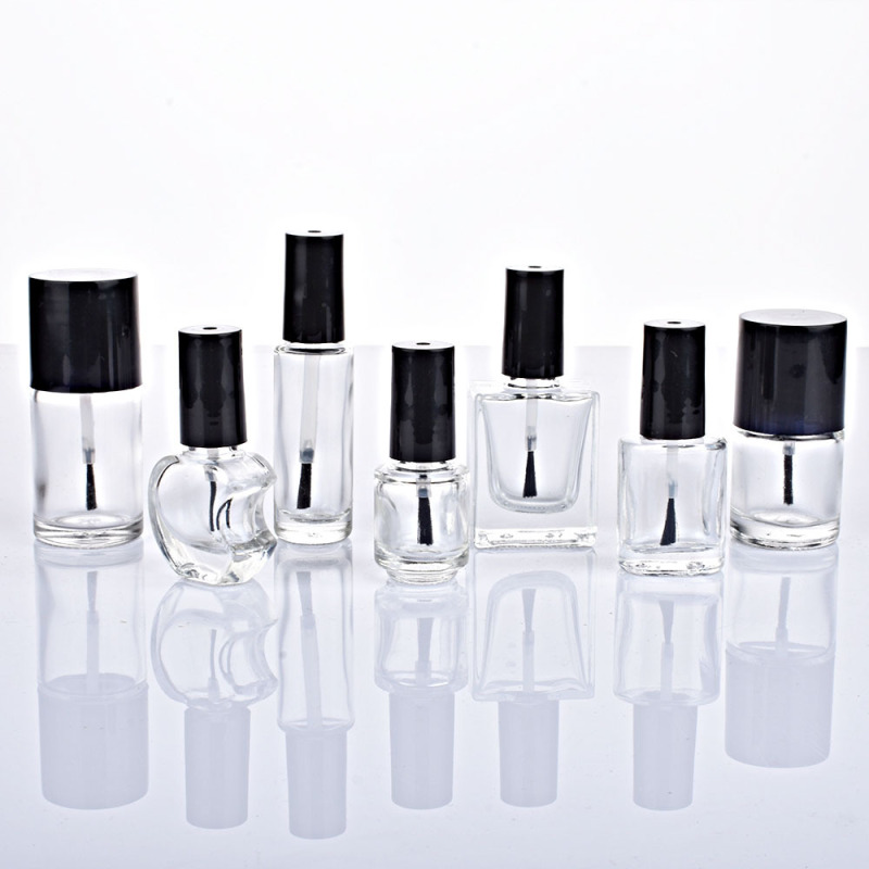 New Design 15ml Clear Glass Nail Polish Bottle with Crown Cap Square Shape for Skin Care Cream and Gel Nail Polish